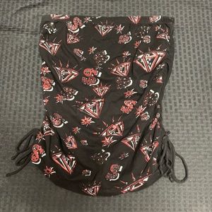 MKM Designs Strapless Diamond & Dollar Signs Top